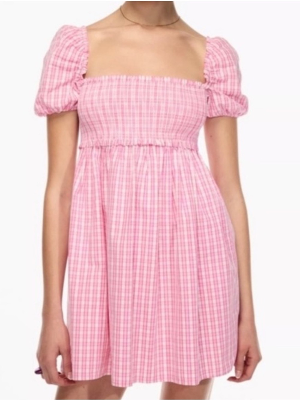 Aritzia Pink Gingham Mini Dress
